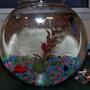 1 gallon freshwater fish tank (mostly fish and non-living decorations) - a male betta