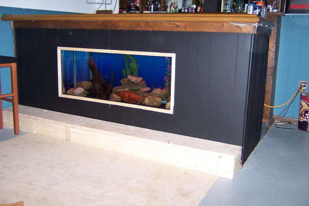 55 gallons freshwater fish tank (mostly fish and non-living decorations) - 55g in my bar.